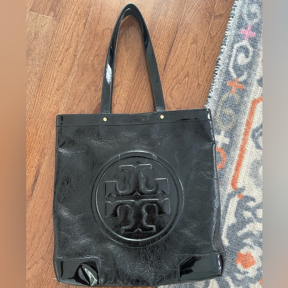 Tory Burch black patent tote